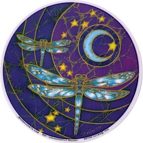 Dragonfly Moon - Window Sticker/Decal - Circular 4.5" Translucent