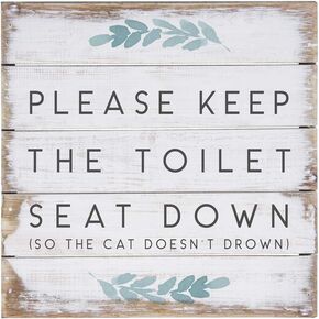 Simply Said, INC Perfect Pallets Petites - Funny Keep Toilet Seat Down Sign, 8x8 in Wood Sign PET18858