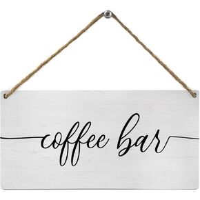 Coffee Bar Wood Decor Sign,Modern Coffee Bar Wood Signs,Farmhouse Coffee Wall Decor,Rustic Wooden Sign Plaque Wall Hanging for Cafe Restaurants Coffee Shop 12x6 inch