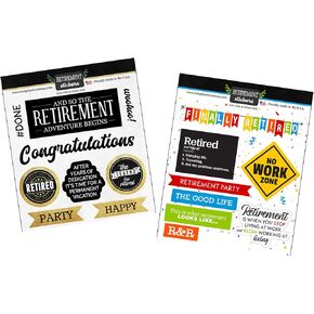 Retirement Stickers for Scrapbooking - Happy Retirement Scrapbook Stickers with Officially Retired Themed Design - Retirement Scrapbooking Stickers for Greeting Cards, DIY Crafts, Journal - 2 Items