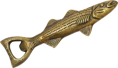 Creative Co-Op Cast Aluminum Fish Shaped Bottle Opener, Antique Gold Finish Dining/Entertain Glass/Bar, 7" L x 2" W x 1" H in Saudi Arabia