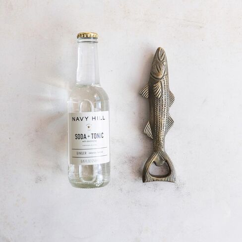 Creative Co-Op Cast Aluminum Fish Shaped Bottle Opener, Antique Gold Finish Dining/Entertain Glass/Bar, 7" L x 2" W x 1" H in Saudi Arabia