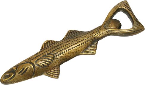 Creative Co-Op Cast Aluminum Fish Shaped Bottle Opener, Antique Gold Finish Dining/Entertain Glass/Bar, 7" L x 2" W x 1" H in Saudi Arabia