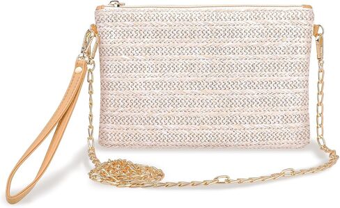 Clutch Purses for Women, Womens Straw Purse Small Summer Purse Straw Tote Bag Woven Purse Raffia Bag Rattan Purse Wristlet Purses Beach Purse Straw Crossbody Wallet Bags with Strap for Women Girls in Saudi Arabia