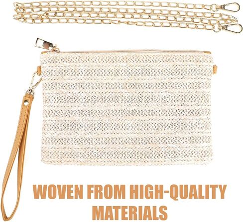 Clutch Purses for Women, Womens Straw Purse Small Summer Purse Straw Tote Bag Woven Purse Raffia Bag Rattan Purse Wristlet Purses Beach Purse Straw Crossbody Wallet Bags with Strap for Women Girls in Saudi Arabia