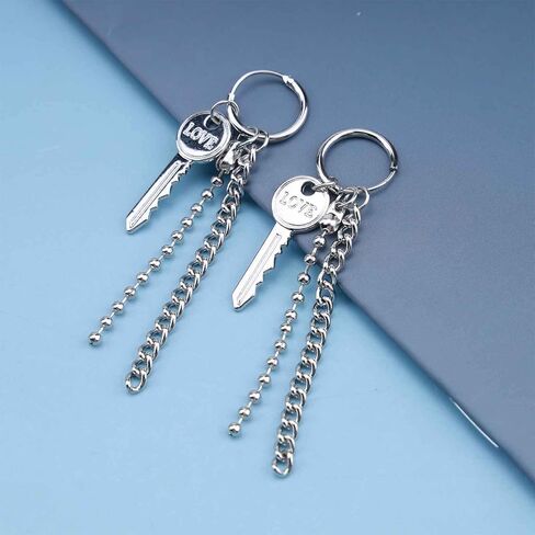 أقراط متدلية على شكل مفتاح فاسق، أقراط على شكل سلسلة شرابة، أقراط متدلية على شكل مفتاح فضي، أقراط مجوهرات مخصصة للنساء والفتيات in Kuwait