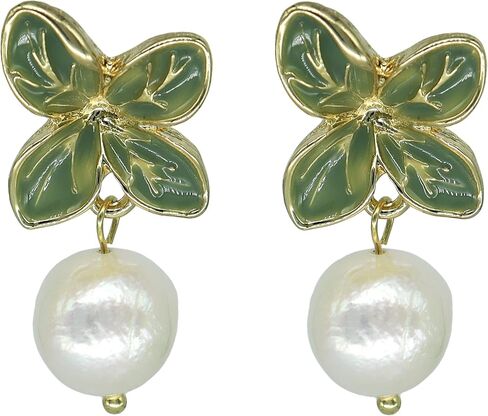 JeanBeau Large Dangle Pearl Earrings with Rhinestone Cubic Zirconia Chain - 14k Gold plated Brass, Synthetic Faux Pearl – Sparkly Long Chain/C shaped Open Hoop Drop Dangle Earrings for Women in Saudi Arabia