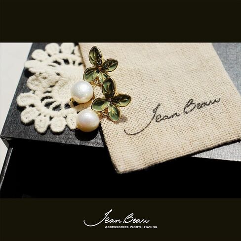 JeanBeau Large Dangle Pearl Earrings with Rhinestone Cubic Zirconia Chain - 14k Gold plated Brass, Synthetic Faux Pearl – Sparkly Long Chain/C shaped Open Hoop Drop Dangle Earrings for Women in Saudi Arabia
