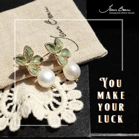 JeanBeau Large Dangle Pearl Earrings with Rhinestone Cubic Zirconia Chain - 14k Gold plated Brass, Synthetic Faux Pearl – Sparkly Long Chain/C shaped Open Hoop Drop Dangle Earrings for Women in Saudi Arabia