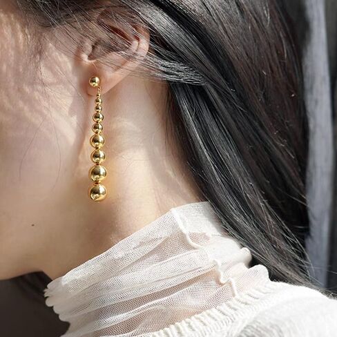 أقراط ذهبية طويلة متدلية للنساء أقراط كرات أقراط هندسية in Kuwait