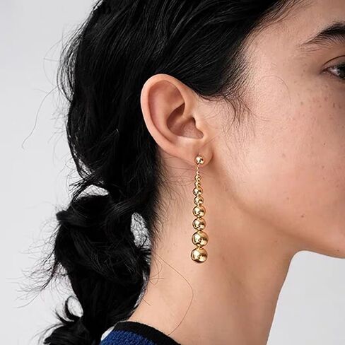 أقراط ذهبية طويلة متدلية للنساء أقراط كرات أقراط هندسية in Kuwait