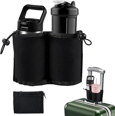 Luggage Cup Holder, Free Hand Drink Holder Bag for Suitcase Drink Carrier Luggage Mounted Beverage Caddy for Travelers Flight Attendants Travel Must Haves in Saudi Arabia