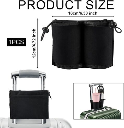 Luggage Cup Holder, Free Hand Drink Holder Bag for Suitcase Drink Carrier Luggage Mounted Beverage Caddy for Travelers Flight Attendants Travel Must Haves in Saudi Arabia