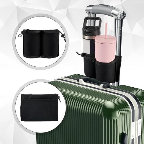 Luggage Cup Holder, Free Hand Drink Holder Bag for Suitcase Drink Carrier Luggage Mounted Beverage Caddy for Travelers Flight Attendants Travel Must Haves in Saudi Arabia