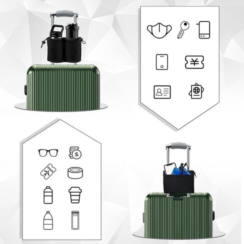 Luggage Cup Holder, Free Hand Drink Holder Bag for Suitcase Drink Carrier Luggage Mounted Beverage Caddy for Travelers Flight Attendants Travel Must Haves in Saudi Arabia