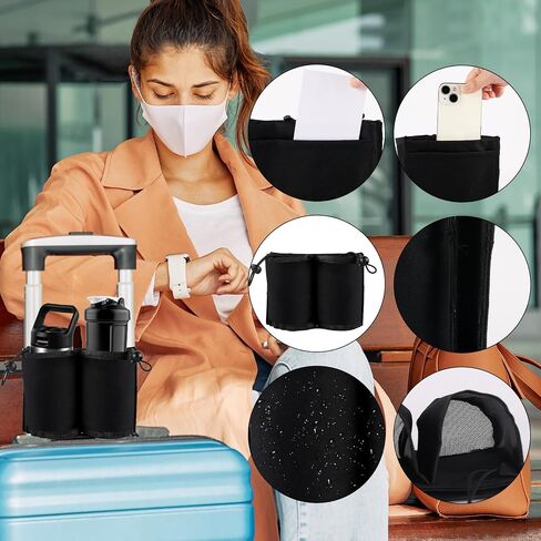 Luggage Cup Holder, Free Hand Drink Holder Bag for Suitcase Drink Carrier Luggage Mounted Beverage Caddy for Travelers Flight Attendants Travel Must Haves in Saudi Arabia