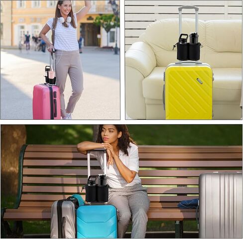 Luggage Cup Holder, Free Hand Drink Holder Bag for Suitcase Drink Carrier Luggage Mounted Beverage Caddy for Travelers Flight Attendants Travel Must Haves in Saudi Arabia