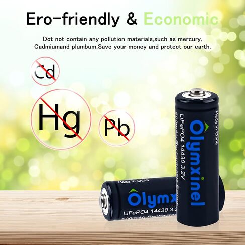 14430 3.2v Rechageable Batteries for Solar Lights- LiFePO4 Battery 14430 500mAh for Outdoor Solar Lights,Tooth Brush, Shaver(4pack) in Saudi Arabia