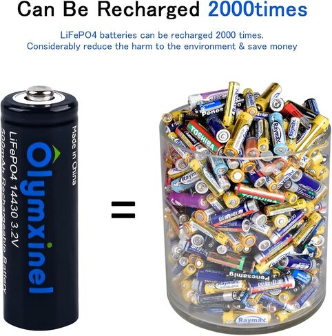 14430 3.2v Rechageable Batteries for Solar Lights- LiFePO4 Battery 14430 500mAh for Outdoor Solar Lights,Tooth Brush, Shaver(4pack) in Saudi Arabia