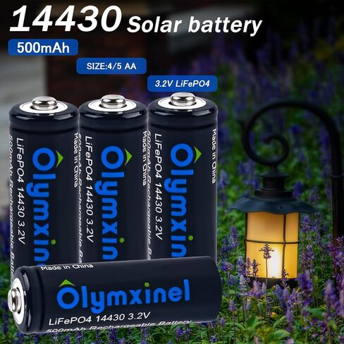 14430 3.2v Rechageable Batteries for Solar Lights- LiFePO4 Battery 14430 500mAh for Outdoor Solar Lights,Tooth Brush, Shaver(4pack) in Saudi Arabia