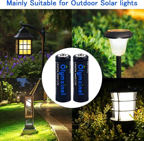 14430 3.2v Rechageable Batteries for Solar Lights- LiFePO4 Battery 14430 500mAh for Outdoor Solar Lights,Tooth Brush, Shaver(4pack) in Saudi Arabia