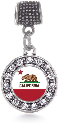 Inspired Silver - Silver Circle Charm for Bracelet with Cubic Zirconia Jewelry in Saudi Arabia