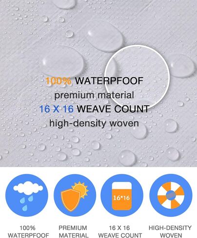 FoundGo 6′X 8′Heavy Duty Tarps 16mil, Super Thick Tarp Cover Waterproof Poly Tarpaulin with Grommets UV Resistant for Canopy, Roof Tent, Boat, Patio, RV, Pool or Camping（white） in Saudi Arabia