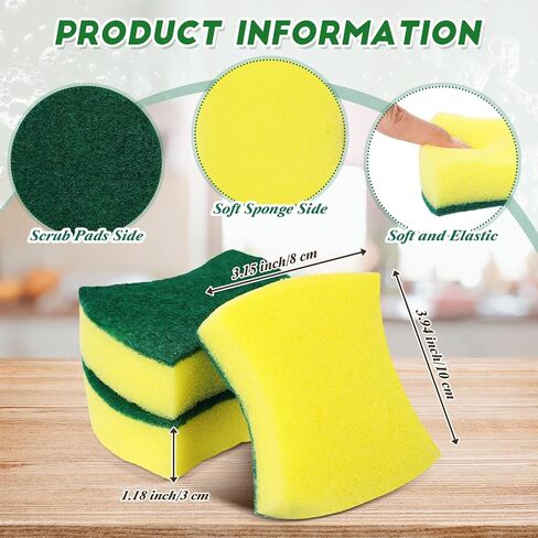 100 Pack Kitchen Cleaning Sponges for Dishes, Non Scratch Scrub Sponge Dish Sponge Kitchen Sponges Dishwashing Sponges Household Cleaning Supplies for Everyday Jobs for Dishes, Sink, Pots, Pans in Saudi Arabia