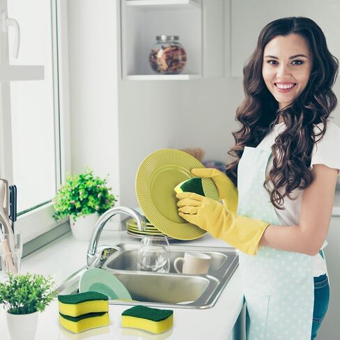 100 Pack Kitchen Cleaning Sponges for Dishes, Non Scratch Scrub Sponge Dish Sponge Kitchen Sponges Dishwashing Sponges Household Cleaning Supplies for Everyday Jobs for Dishes, Sink, Pots, Pans in Saudi Arabia