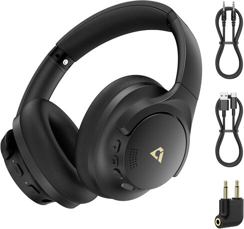 1Mii Hybrid Active Noise Cancelling Headphones for Airplane Travel, Wireless and Wired ANC Headphones, LDAC Hi-Res Audio, 5 Mics Clear Call, 75Hrs Playtime Over Ear Bluetooth 5.3 Headset for Adults in Kuwait