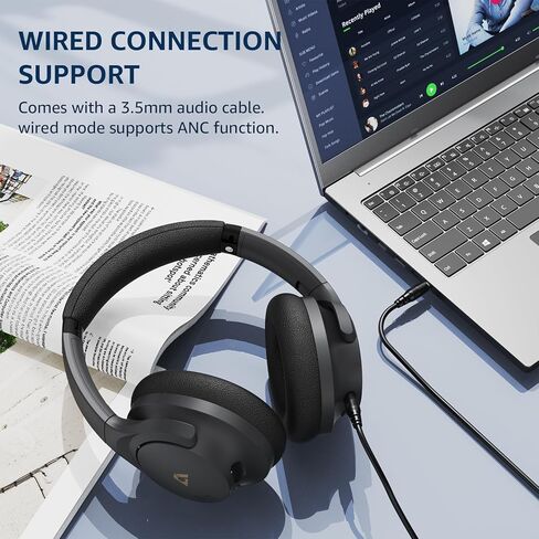 1Mii Hybrid Active Noise Cancelling Headphones for Airplane Travel, Wireless and Wired ANC Headphones, LDAC Hi-Res Audio, 5 Mics Clear Call, 75Hrs Playtime Over Ear Bluetooth 5.3 Headset for Adults in Kuwait