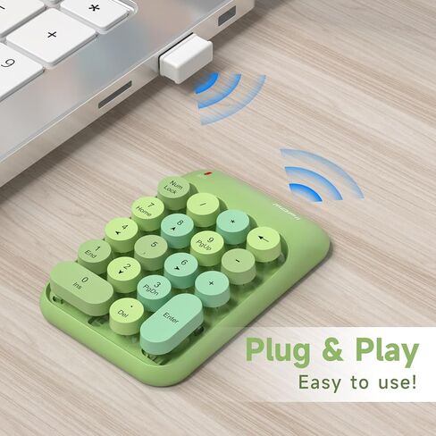 لوحات أرقام لاسلكية MOFII - لوحة مفاتيح رقمية خضراء 18 مفتاحًا USB 2.4G غطاء مفاتيح دائري ملحقات ملونة، لوحة مفاتيح رقمية محمولة للمحاسبة المالية 10 مفاتيح لأجهزة الكمبيوتر المحمول/الكمبيوتر المحمول/الكمبيوتر المحمول/Surface Pro in Kuwait