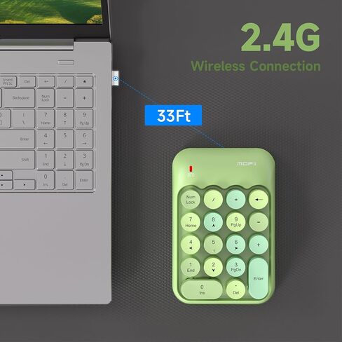 لوحات أرقام لاسلكية MOFII - لوحة مفاتيح رقمية خضراء 18 مفتاحًا USB 2.4G غطاء مفاتيح دائري ملحقات ملونة، لوحة مفاتيح رقمية محمولة للمحاسبة المالية 10 مفاتيح لأجهزة الكمبيوتر المحمول/الكمبيوتر المحمول/الكمبيوتر المحمول/Surface Pro in Kuwait