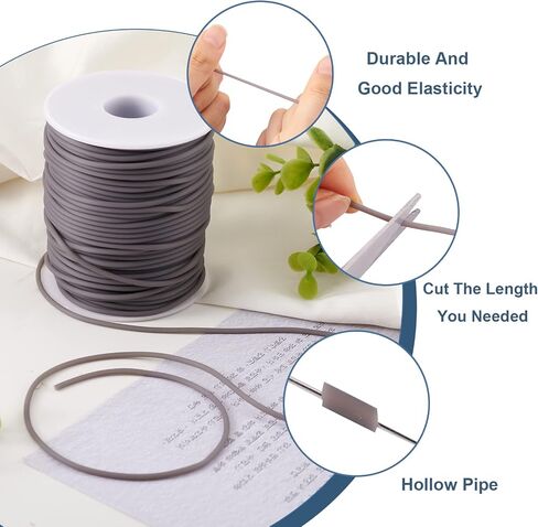 Beadthoven 32Yards Mix Color Hollow Pipe Rubber Tubing Cords 2mm Rubber Tube Knitting Barber Cord Set for Stitch Savers, Silicone Tube Pipes for DIY Bracelet Necklace Beading Jewelry Making 1mm Hole in Saudi Arabia