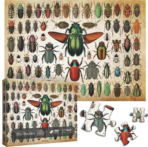 Insects Puzzles for Adults 1000 Pieces and up, PICKFORU Vintage Puzzle with 73 Colorful Insects, Bugs Jigsaw Puzzles as Gift for Beetles Lovers in Saudi Arabia