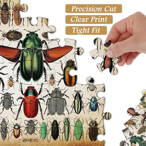 Insects Puzzles for Adults 1000 Pieces and up, PICKFORU Vintage Puzzle with 73 Colorful Insects, Bugs Jigsaw Puzzles as Gift for Beetles Lovers in Saudi Arabia
