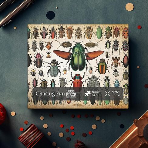 Insects Puzzles for Adults 1000 Pieces and up, PICKFORU Vintage Puzzle with 73 Colorful Insects, Bugs Jigsaw Puzzles as Gift for Beetles Lovers in Saudi Arabia