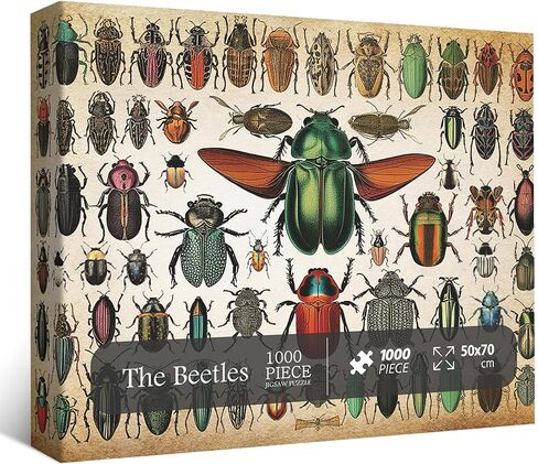 Insects Puzzles for Adults 1000 Pieces and up, PICKFORU Vintage Puzzle with 73 Colorful Insects, Bugs Jigsaw Puzzles as Gift for Beetles Lovers in Saudi Arabia