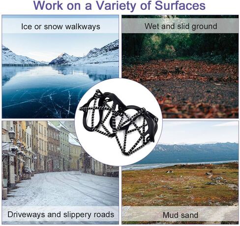 مقابض ثلج من HONUTIGE، مرابط الجر للمشي أو الركض أو المشي لمسافات طويلة على الثلج والجليد، مضادة للانزلاق للجنسين في الهواء الطلق فوق مرابط جر الحذاء/التمهيد in Kuwait