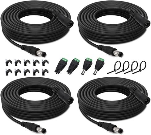 4PCS 33FT(10m) 12V DC Power Extension Cable with Power Jack Adapter Connectors(2 x Male + 2 x Female) 5.5mm x 2.1mm DC Power Adapter Extension Cord and Cable Wire Ends Plug HE030-4 in Kuwait