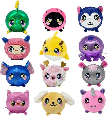 Squeezamals Series 5 Mystery 4-Pack! 3.5-inch Slow-Rise Memory Foam, Sweetly Scented Ball Shaped Stuffed Animals! Made, safe materials in Saudi Arabia