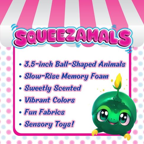 Squeezamals Series 5 Mystery 4-Pack! 3.5-inch Slow-Rise Memory Foam, Sweetly Scented Ball Shaped Stuffed Animals! Made, safe materials in Saudi Arabia