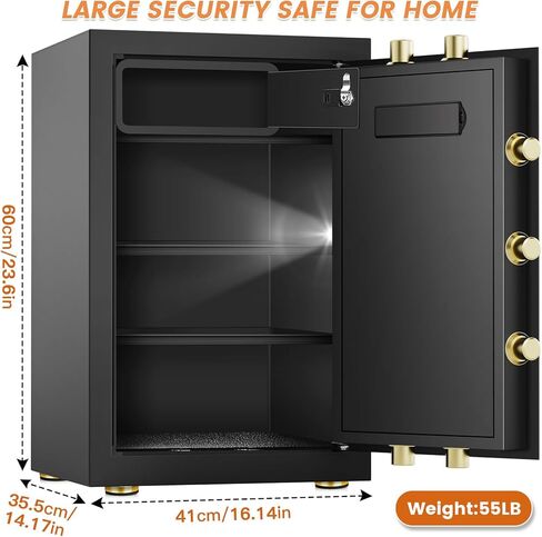 4.0 قدم مكعب كبير آمن للمنزل ومقاوم للماء ومضاد للسرقة ومقاوم للحريق مع حقيبة مقاومة للحريق ولوحة مفاتيح قابلة للبرمجة ومفاتيح احتياطية، أمان رقمي للمنزل آمن للمستندات والأشياء الثمينة لأموال الأسلحة النارية in Kuwait