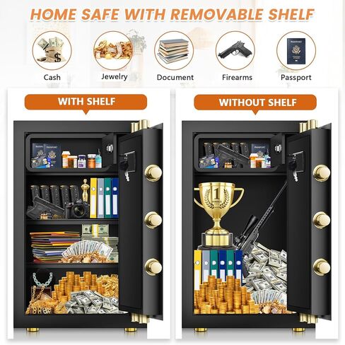 4.0 قدم مكعب كبير آمن للمنزل ومقاوم للماء ومضاد للسرقة ومقاوم للحريق مع حقيبة مقاومة للحريق ولوحة مفاتيح قابلة للبرمجة ومفاتيح احتياطية، أمان رقمي للمنزل آمن للمستندات والأشياء الثمينة لأموال الأسلحة النارية in Kuwait
