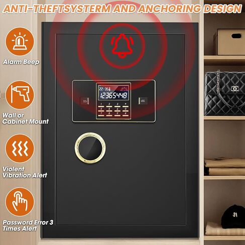 4.0 قدم مكعب كبير آمن للمنزل ومقاوم للماء ومضاد للسرقة ومقاوم للحريق مع حقيبة مقاومة للحريق ولوحة مفاتيح قابلة للبرمجة ومفاتيح احتياطية، أمان رقمي للمنزل آمن للمستندات والأشياء الثمينة لأموال الأسلحة النارية in Kuwait