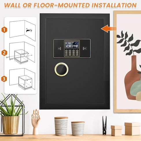 4.0 قدم مكعب كبير آمن للمنزل ومقاوم للماء ومضاد للسرقة ومقاوم للحريق مع حقيبة مقاومة للحريق ولوحة مفاتيح قابلة للبرمجة ومفاتيح احتياطية، أمان رقمي للمنزل آمن للمستندات والأشياء الثمينة لأموال الأسلحة النارية in Kuwait