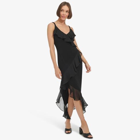 Tommy Hilfiger Women's Sleeveless V-Neck Mixed Media Slip Dress in Saudi Arabia