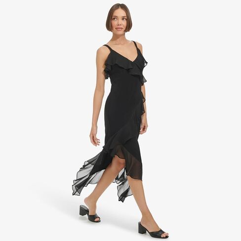 Tommy Hilfiger Women's Sleeveless V-Neck Mixed Media Slip Dress in Saudi Arabia