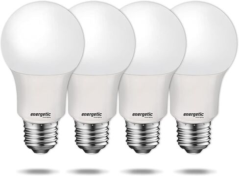 لمبة إضاءة LED A19 مكافئة 60 وات، بيضاء ناعمة 2700 كلفن، قاعدة قياسية E26، مدرجة في قائمة UL، لمبة إضاءة LED 9 وات، 15000 ساعة، غير قابلة لتعديل الضوء، 4 عبوات، حيوية in Saudi Arabia