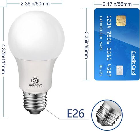لمبة إضاءة LED A19 مكافئة 60 وات، بيضاء ناعمة 2700 كلفن، قاعدة قياسية E26، مدرجة في قائمة UL، لمبة إضاءة LED 9 وات، 15000 ساعة، غير قابلة لتعديل الضوء، 4 عبوات، حيوية in Saudi Arabia